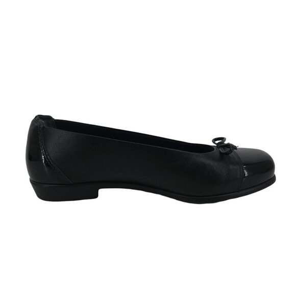 SAS Coco Black Leather Bow Tie Ballet Flats Womens 6 Wide - Picture 5 of 12